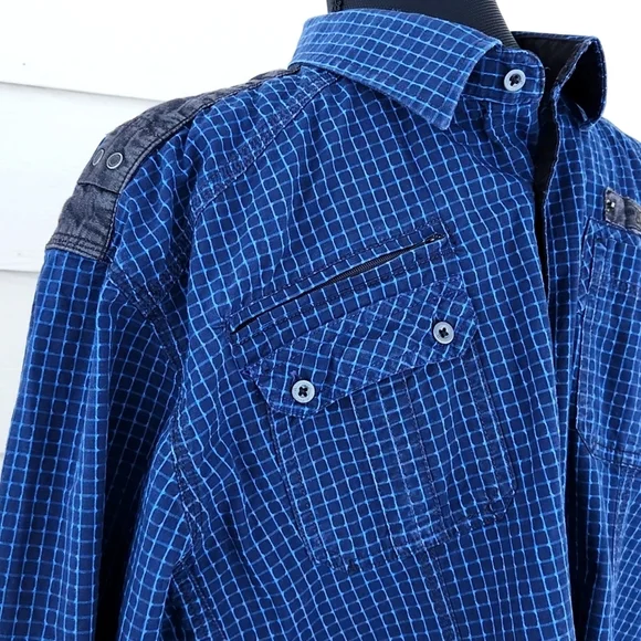 Blue Check PM381 BLUE DEPT. 76 Button-down Shirt (XL) - Picture 7 of 16